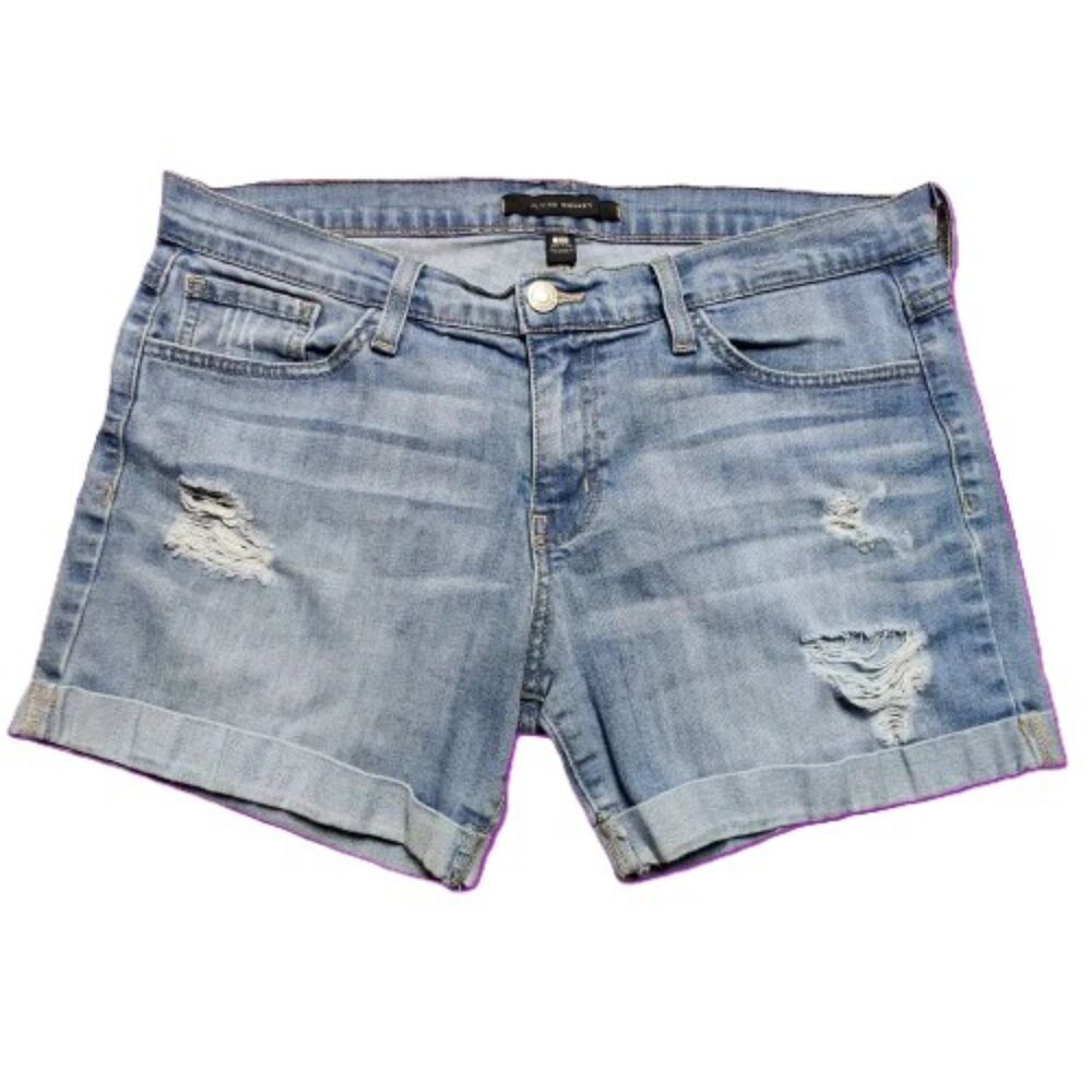 Flying Monkey Denim Shorts Women’s 28 Distressed Cuffed Hem Stretch Blue